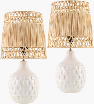 Livabliss Wisterian Ceramic Base Table Lamp with Woven Seagrass Shade for Coastal Spaces WST001-SET