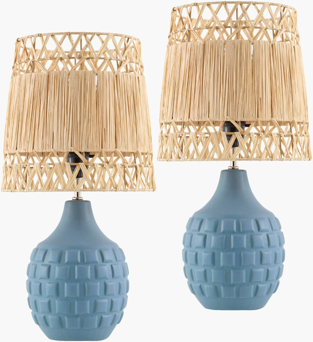 Livabliss Wisterian Ceramic Base Table Lamp with Woven Seagrass Shade for Bedrooms WST002-SET