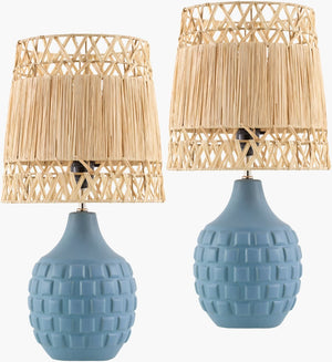 Livabliss Wisterian Ceramic Base Table Lamp with Woven Seagrass Shade for Bedrooms WST002-SET