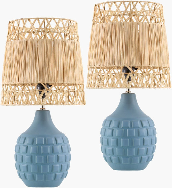 Livabliss Wisterian Ceramic Base Table Lamp with Woven Seagrass Shade for Bedrooms WST002-SET