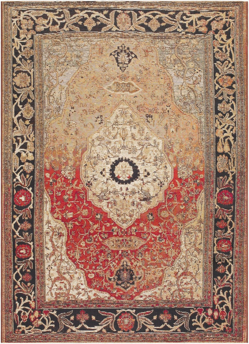 Livabliss Warsaw Flatweave Area Rug Traditional Pattern Polypropylene Indoor Outdoor Patio Crimson, Ivory 6'7" x 9' WSW2303-679