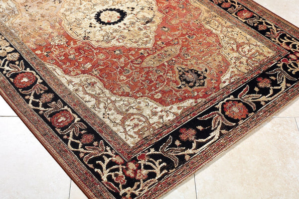 Livabliss Warsaw Flatweave Area Rug Traditional Pattern Polypropylene Indoor Outdoor Patio Crimson, Ivory 6'7" x 9' WSW2303-679