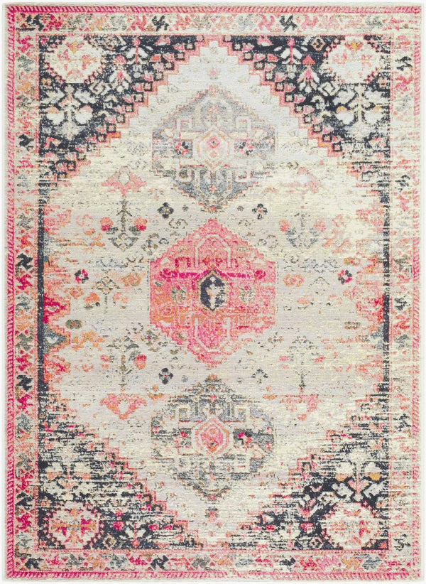 Livabliss Warsaw Flatweave Area Rug Traditional Pattern Polypropylene Indoor Outdoor Living Room Ivory, Charcoal 5'3" x 7'1" WSW2305-537