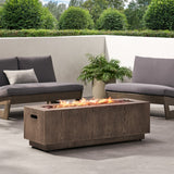 Christopher Knight Home® - Noble House - Wellington Outdoor 50,000 Btu Rectangular Fire Pit (No Tank Holder), Brown Wood Pattern