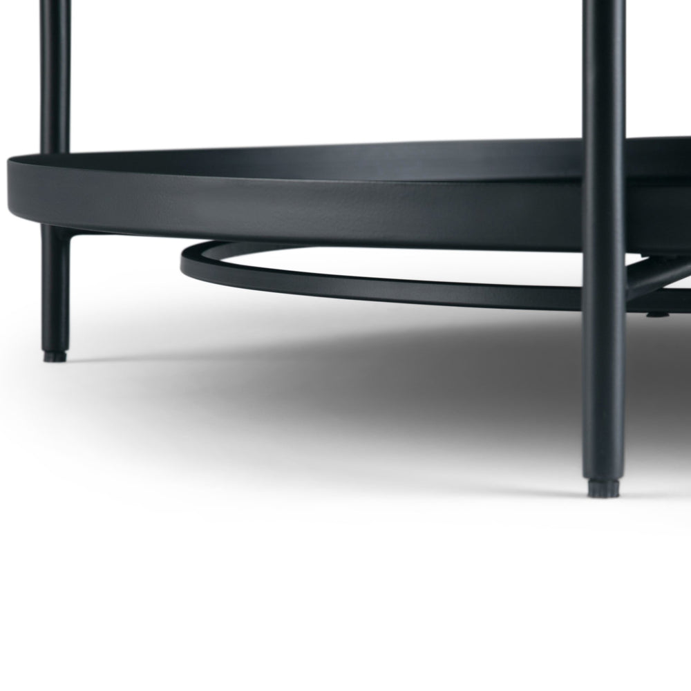 English Elm Monet Metal Coffee Table - Sleek Black Industrial Design With Reversible Tray & Open Shelf Storage B136P158946