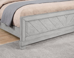 English Elm Steve Silver - Montana King Bed Gray — Hand-Stained Chevron Headboard, Five-Slat Dual Support Frame, Floating Look B081S00222