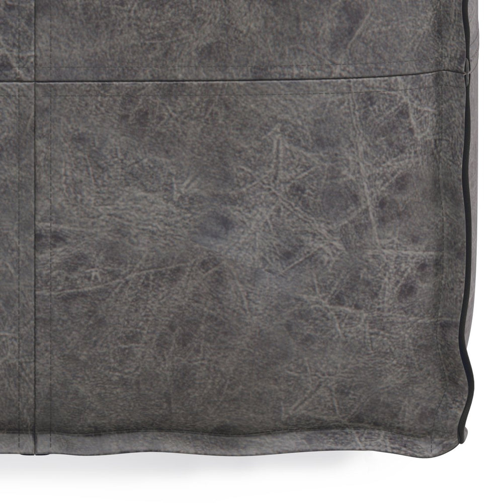 English Elm Brody Square Pouf - Distressed Black Vegan Leather For Modern Industrial Style & Comfort B136P159280