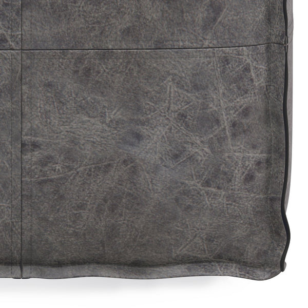 English Elm Brody Square Pouf - Distressed Black Vegan Leather For Modern Industrial Style & Comfort B136P159280