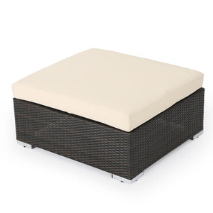 English Elm Christopher Knight Home® - SANTA SANTA ROSA Ottoman with Water-Resistant Cushion, Aluminum Frame, Faux Rattan Outdoor Seating Multi 57546.00ALUMBRN