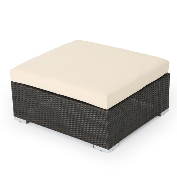 English Elm Christopher Knight Home® - SANTA SANTA ROSA Ottoman with Water-Resistant Cushion, Aluminum Frame, Faux Rattan Outdoor Seating Multi 57546.00ALUMBRN