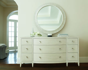 Bernhardt Bernhardt Cerused Linen East Hampton Dresser — 9-Drawer Neo-Traditional Bowed Front With Nickel Pulls 395054