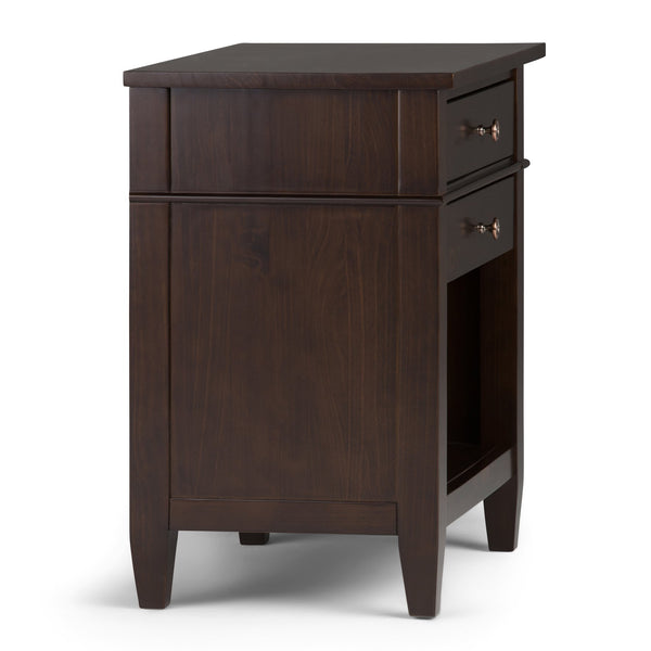 English Elm Carlton Handcrafted Dark Tobacco Brown Bedside Table With Spacious Drawers & Open Shelf Storage B136P158139