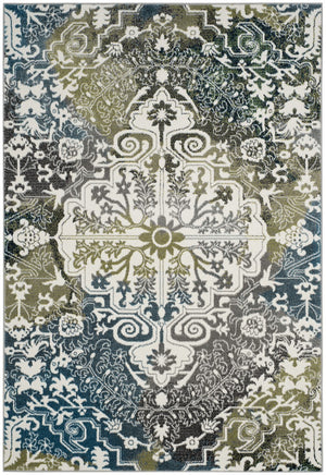 Safavieh Water Color 669 WTC669 Power Loomed  Rug Ivory / Peacock Blue WTC669B-218