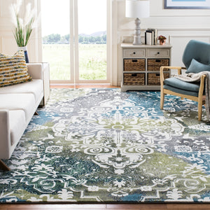 Safavieh Water Color 669 WTC669 Power Loomed  Rug Ivory / Peacock Blue WTC669B-218