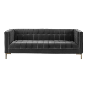English Elm Steve Silver - Isaac Velvet Channel Stitch Sofa in Moonlight Gray — Plush Foam & Sinuous Springs, 850 lb Capacity B081P157389