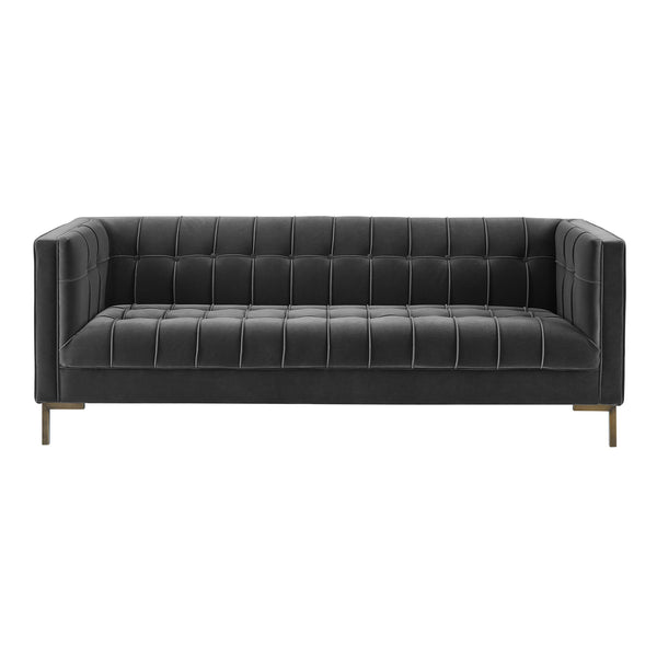 English Elm Steve Silver - Isaac Velvet Channel Stitch Sofa in Moonlight Gray — Plush Foam & Sinuous Springs, 850 lb Capacity B081P157389