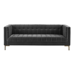 English Elm Steve Silver - Isaac - Channel Stitch Velvet Sofa - Gray