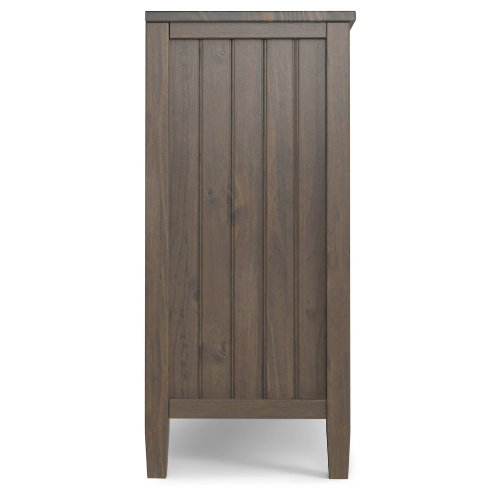 English Elm Lev Solid Wood Low Storage Cabinet Smoky Brown – Handcrafted Transitional 2-Door Cabinet w/ Shelves, Bronze Handles B136P158818
