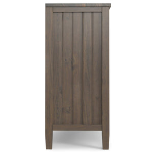 English Elm Lev Solid Wood Low Storage Cabinet Smoky Brown – Handcrafted Transitional 2-Door Cabinet w/ Shelves, Bronze Handles B136P158818