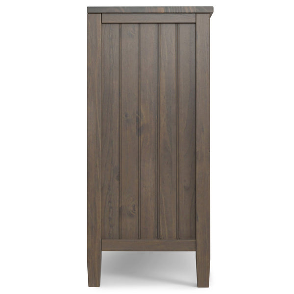 English Elm Lev Solid Wood Low Storage Cabinet Smoky Brown – Handcrafted Transitional 2-Door Cabinet w/ Shelves, Bronze Handles B136P158818