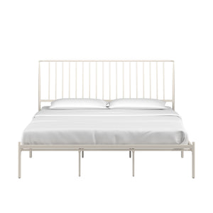 Homelegance By Top-Line Dante Metal Platform Bed with Curved Metal Headboard White Metal