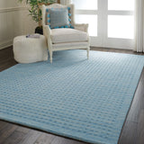 Nourison Perris PERR1 Handmade Woven No Border Indoor Only Contemporary  Rug Sky Blue, Blue 100% Wool 99446226655