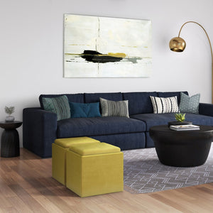 English Elm Rockwood - Stylish Dijon Yellow Velvet Cube Storage Ottoman With Tray For Modern Living Spaces B136P159101-GIGA