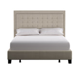 Homelegance By Top-Line Sinead Square Button-Tufted Upholstered Bed Beige Linen