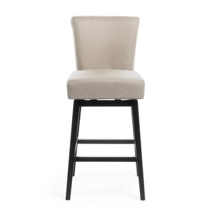 English Elm Christopher Knight Home® - 30.75 Swivel Bar Stool with Linen Fabric Cushion and Wooden Legs — Cozy 30.75" Height Seating for Kitchen Island 57177.00FWHT