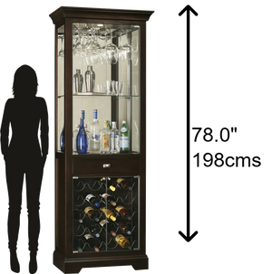 Hekman Furniture 690005 Elegant Wine Cabinet With Glass Doors, Adjustable Shelving & Touch-lite – Store 20 Bottles! Black Coffee Gimlet Wine Cabinet 690005