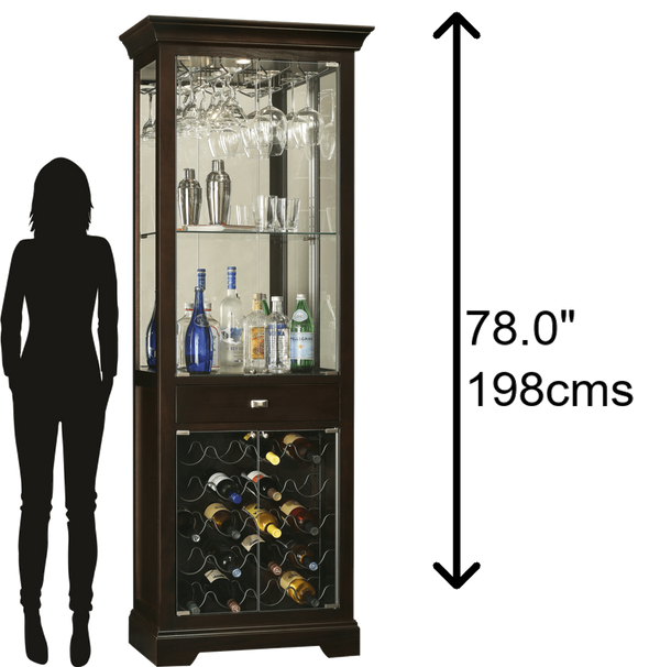 Hekman Furniture 690005 Elegant Wine Cabinet With Glass Doors, Adjustable Shelving & Touch-lite – Store 20 Bottles! Black Coffee Gimlet Wine Cabinet 690005