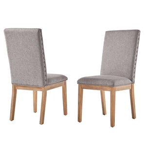 Homelegance By Top-Line Marsean Nailhead Accent Parson Linen Dining Chairs (Set of 2) Natural Rubberwood