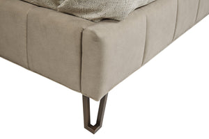 A.R.T. Furniture Tamarac Queen Upholstered Bed - Modern Elegance In Dusky Brindle With Stylish Metal Hairpin Legs Beige, Beige Material, Parawood Solids And Oak Veneer 267125-2352