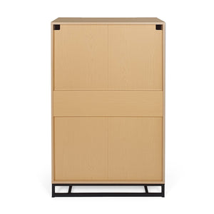 English Elm Christopher Knight Home® - 5 Drawer Chest Natural MDF with Black Iron Base, 5-Drawer Contemporary Dresser, Silver Handles, 31.25"W 71882.00WALN