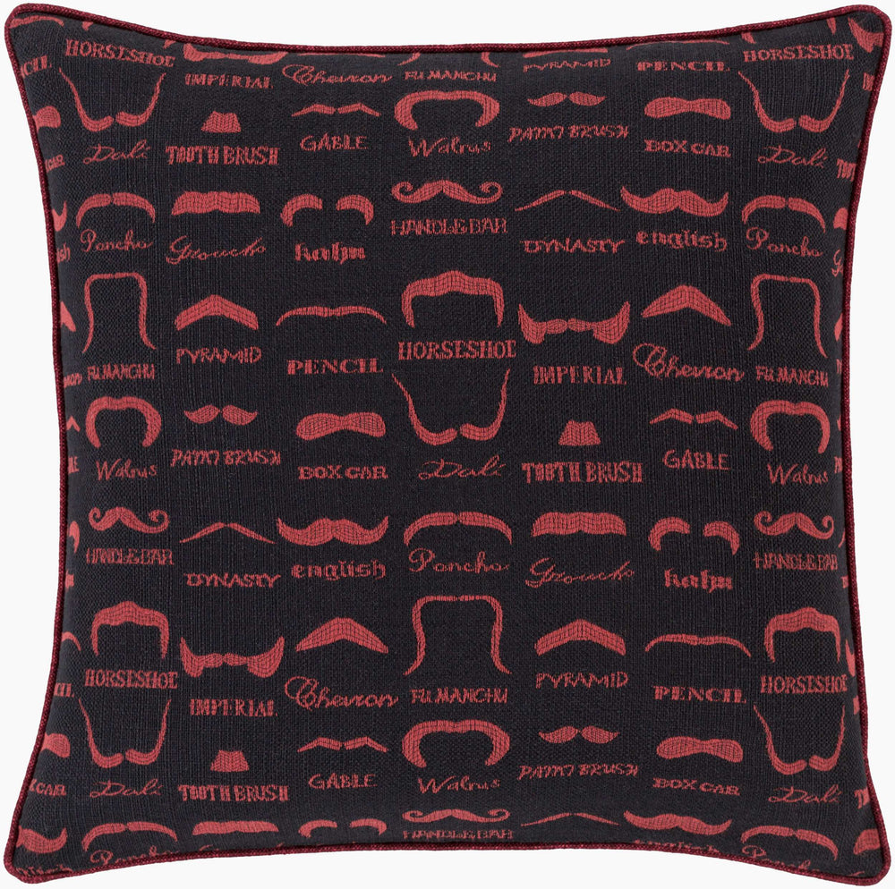 Surya Wax That Stache 18"X18" Accent Pillow – Whimsical Polyester Decor For Living Room & Bedroom Fun! Magenta Polyester,Cotton Wts002-1818d