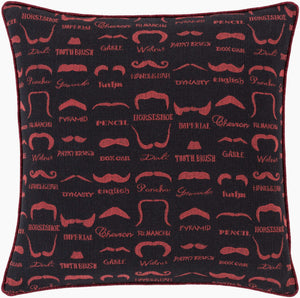 Surya Wax That Stache 18"X18" Accent Pillow – Whimsical Polyester Decor For Living Room & Bedroom Fun! Magenta Polyester,Cotton Wts002-1818d