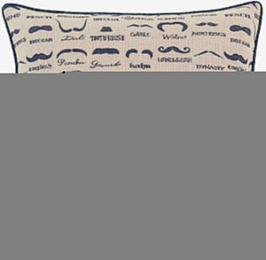 Surya Wax That Stache 18"X18" Accent Pillow – Whimsical Polyester Decor For Living Room & Bedroom Fun! Beige Polyester,Cotton Wts004-1818d