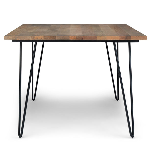 English Elm Hunter Natural Mango Wood Dining Table with Black Hairpin Legs, 66"x40" Rustic Modern, Seats 6 B136P158740