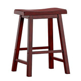 Homelegance By Top-Line Barrett Saddle Seat Counter Height Backless Stools (Set of 2) Red Rubberwood