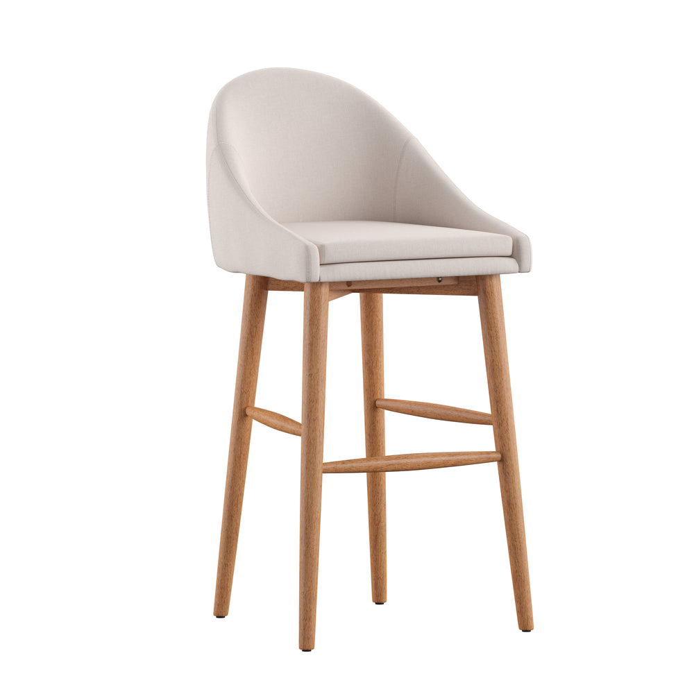 Homelegance By Top-Line Montague Mid-Century Wood Bar Height Stools (Set of 2) Beige Rubberwood