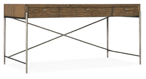 Hooker Furniture Chapman Rustic Writing Desk In White Oak With Hand‑Hammered Pewter Accents, Keyboard Drawer, 60" 6033-10458-85