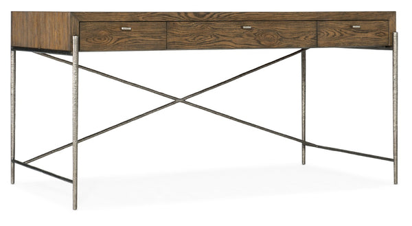 Hooker Furniture Chapman Rustic Writing Desk In White Oak With Hand‑Hammered Pewter Accents, Keyboard Drawer, 60" 6033-10458-85