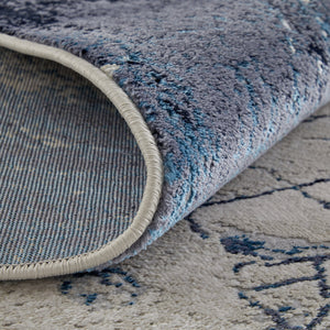 Feizy Rugs Ind39h2f Indio Modern Abstract Rug – Durable, Low Pile Design In Earthy Tones For Stylish Home Décor Ivory,Blue,Black Polyester,Polypropylene Ind39h2fblubgef00