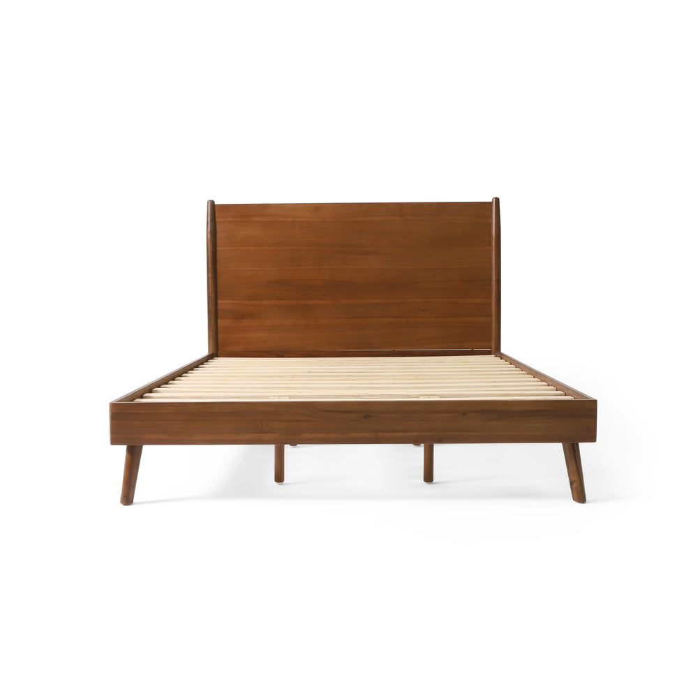 English Elm Cohron Solid Acacia Twin Platform Bed with Splayed Legs and Mid-century Modern Style 67062.00MEDBRN-CK-FULL BED