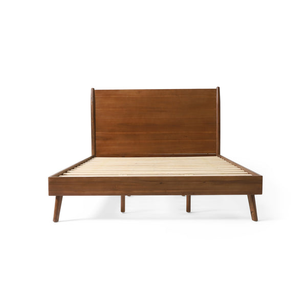 English Elm Cohron Solid Acacia Twin Platform Bed with Splayed Legs and Mid-century Modern Style 67062.00MEDBRN-CK-FULL BED