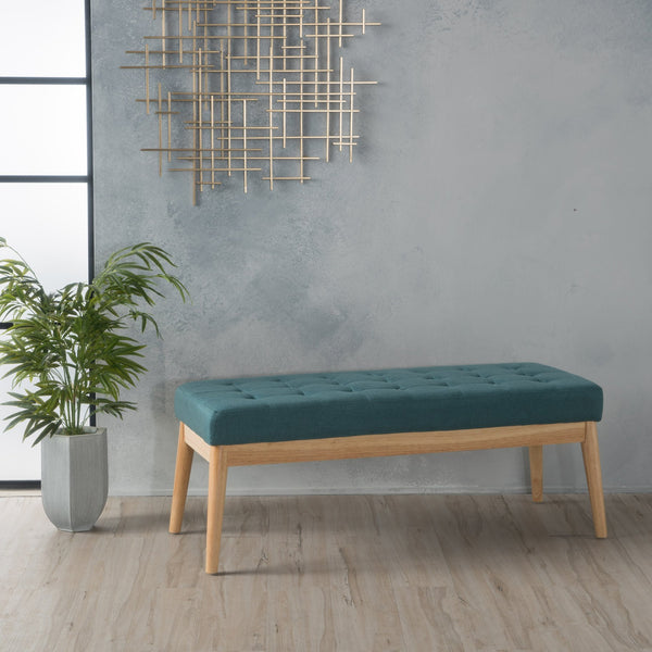 English Elm Ottoman Tufted Upholstered Bench with Birch Frame Mid-century Style for Bedroom Entry 60407.00DTE