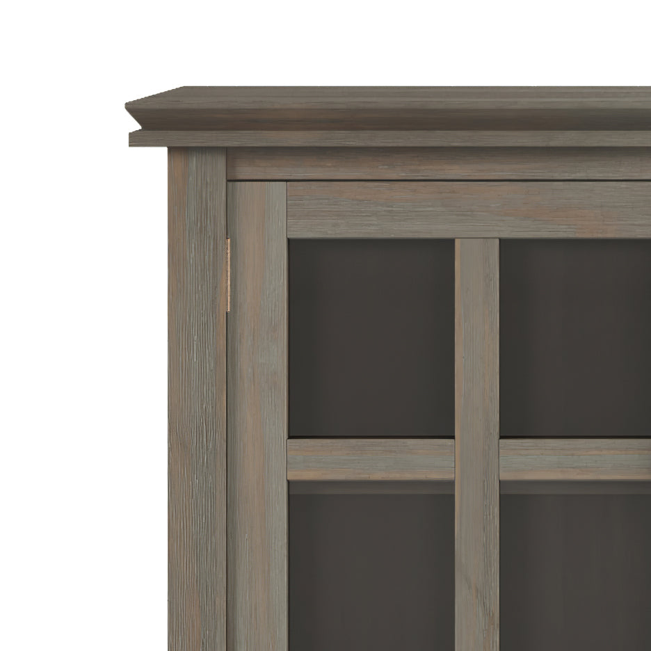 English Elm Artisan Medium Storage Cabinet – Distressed Grey, Handcrafted Design With Glass Doors & Adjustable Shelves B136P158401