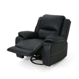 English Elm Christopher Knight Home® - 39" Wide Faux Leather Manual Swivel Recliner with 360° Rotation, Multi-Angle Comfort and Durable PU Finish Black 62814.00BLK