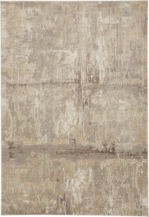 Feizy Rugs Prk3701f Parker Abstract Distressed Rug - Contemporary Viscose And Polyester Design For Modern Interiors Tan,Ivory,Brown Viscose,Polyester Prk3701fivygryh00