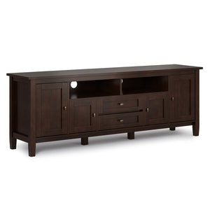 English Elm Warm 72" Transitional Tv Media Stand - Handcrafted Russet Brown With Ample Storage & Style B136P159715-GIGA